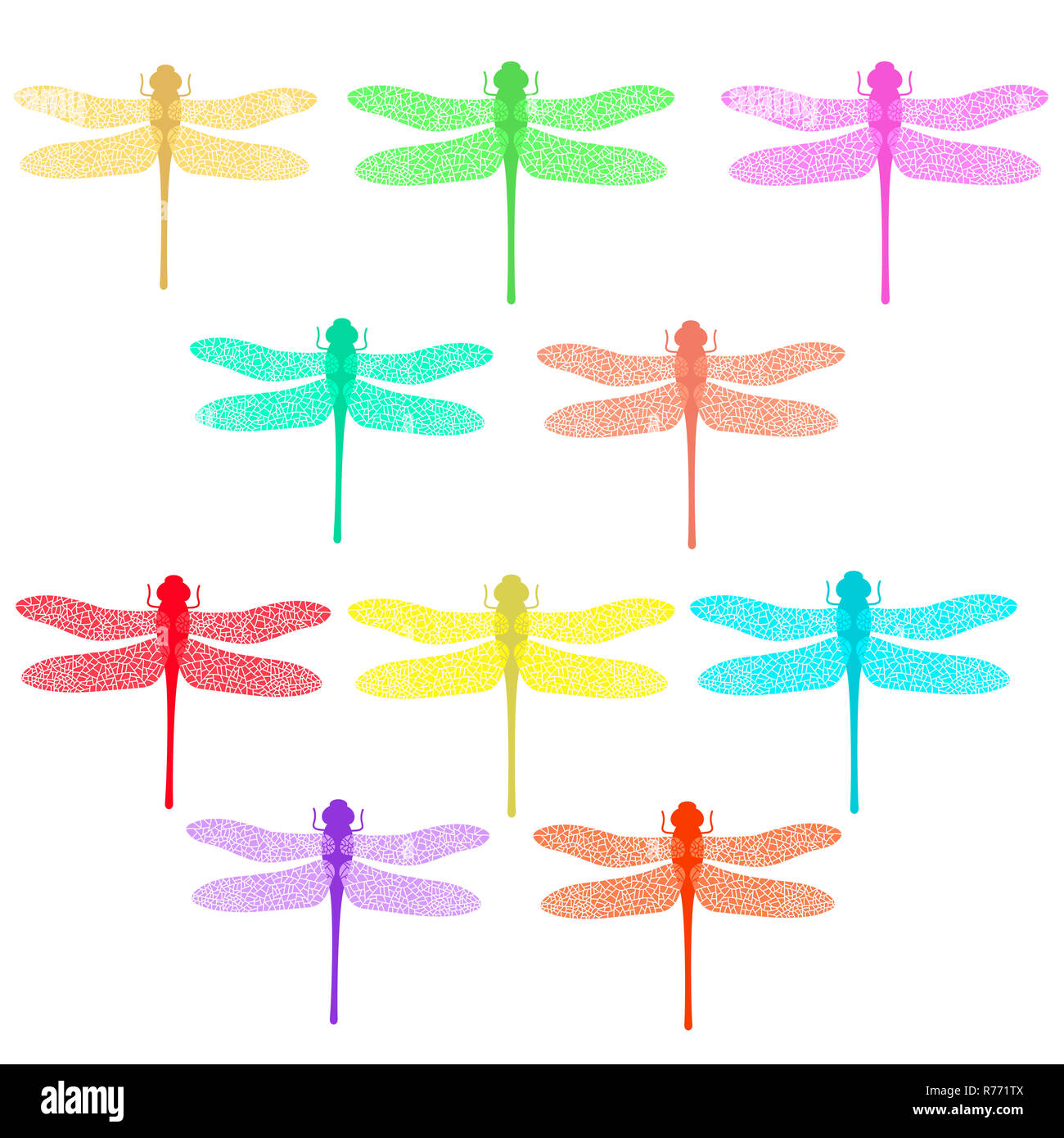 Colorful Stilized Dragonfly. Insect Logo Design. Aeschna Viridls Stock Photo