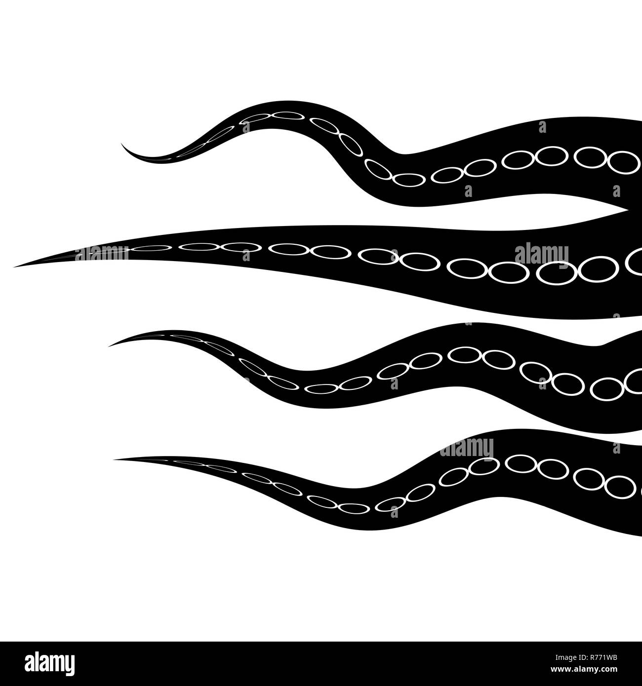 Tentacles Octopus. Parts of Sea Monster. Natural Fresh Seafood. Giant Kraken Swimming Stock Photo