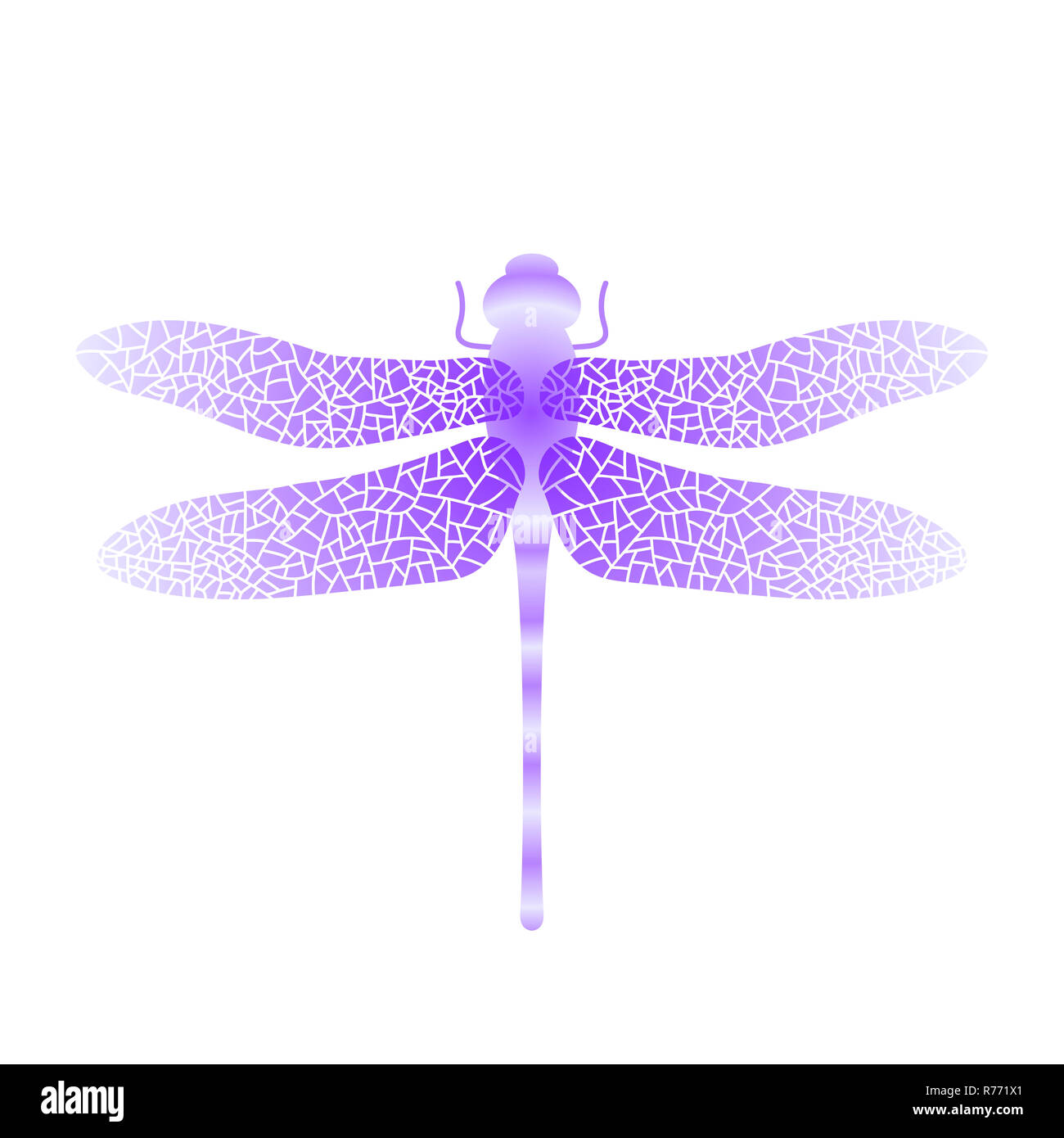 Blue Stilized Dragonfly. Insect Logo Design. Aeschna Viridls Stock Photo