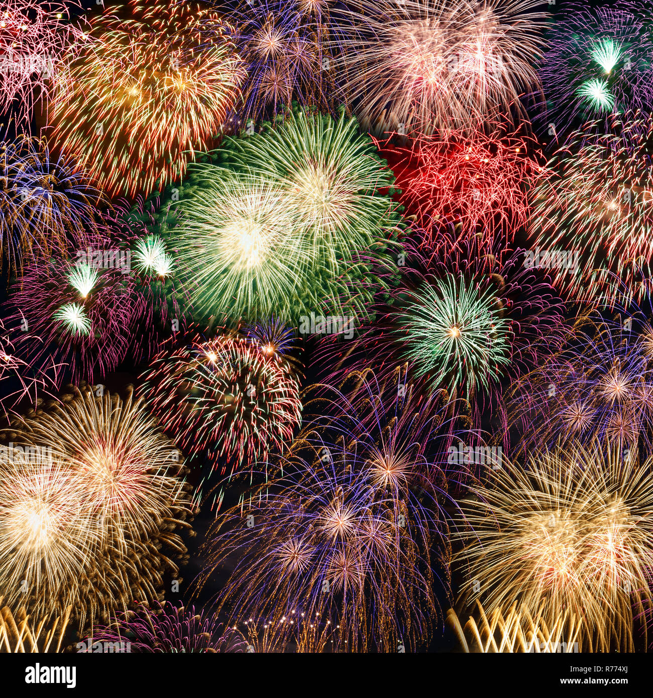 New Year's Eve fireworks background years year square firework backgrounds Stock Photo