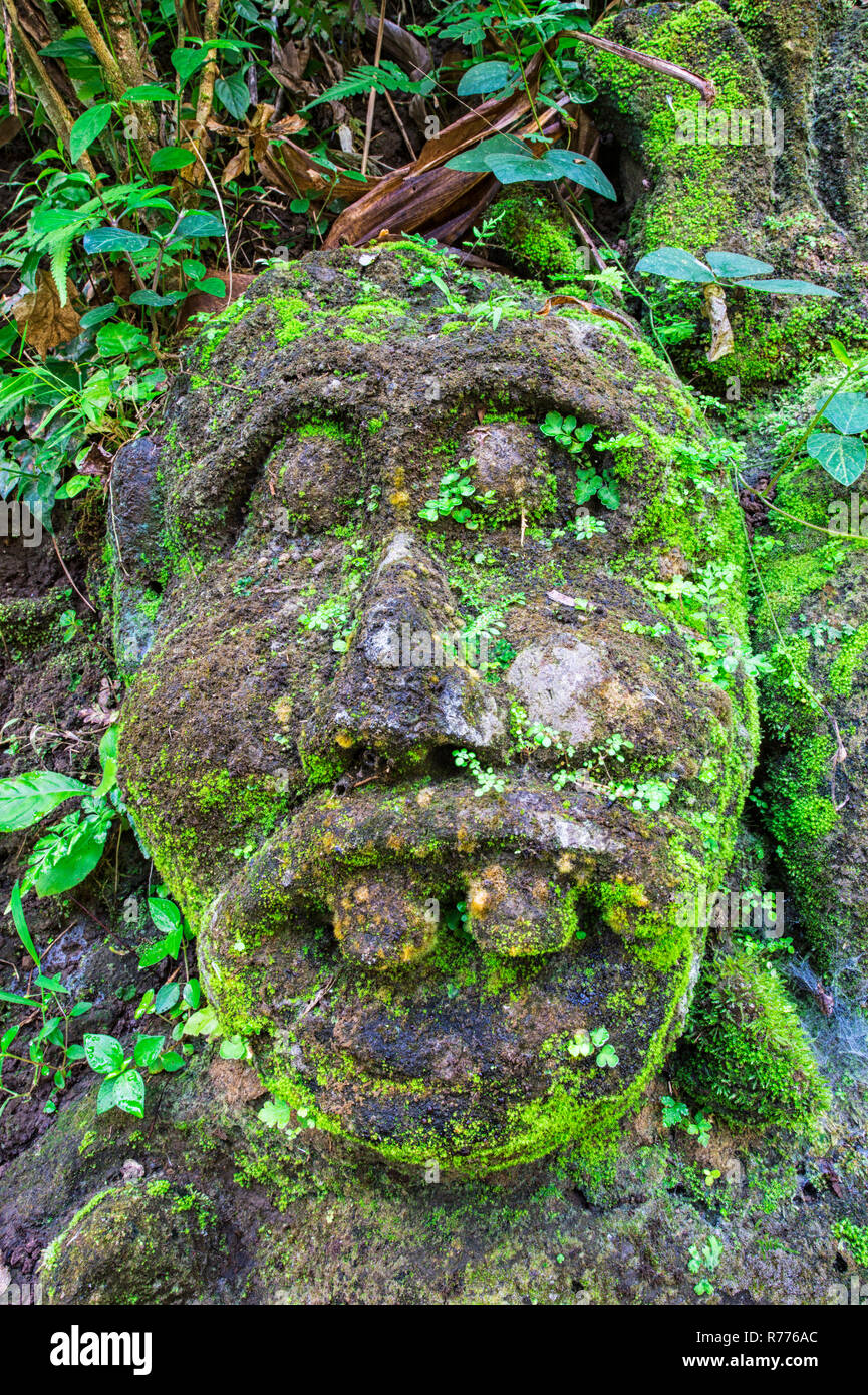 Moss Covered Sculpture In The Forest Goa Gajah Elephant Moss Covered Sculpture In The Forest Goa Gajah Elephant