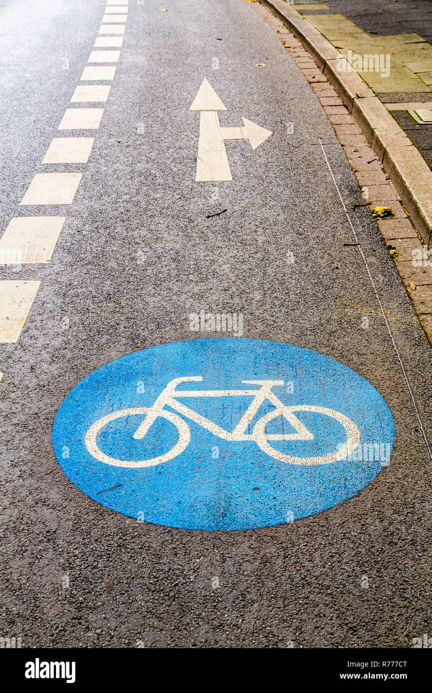 Bicycle path sign marked on hi-res stock photography and images - Alamy
