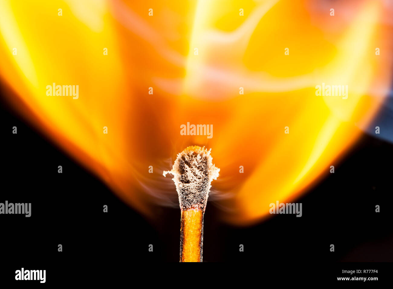 Freshly ignited match, flame at the match head Stock Photo Alamy