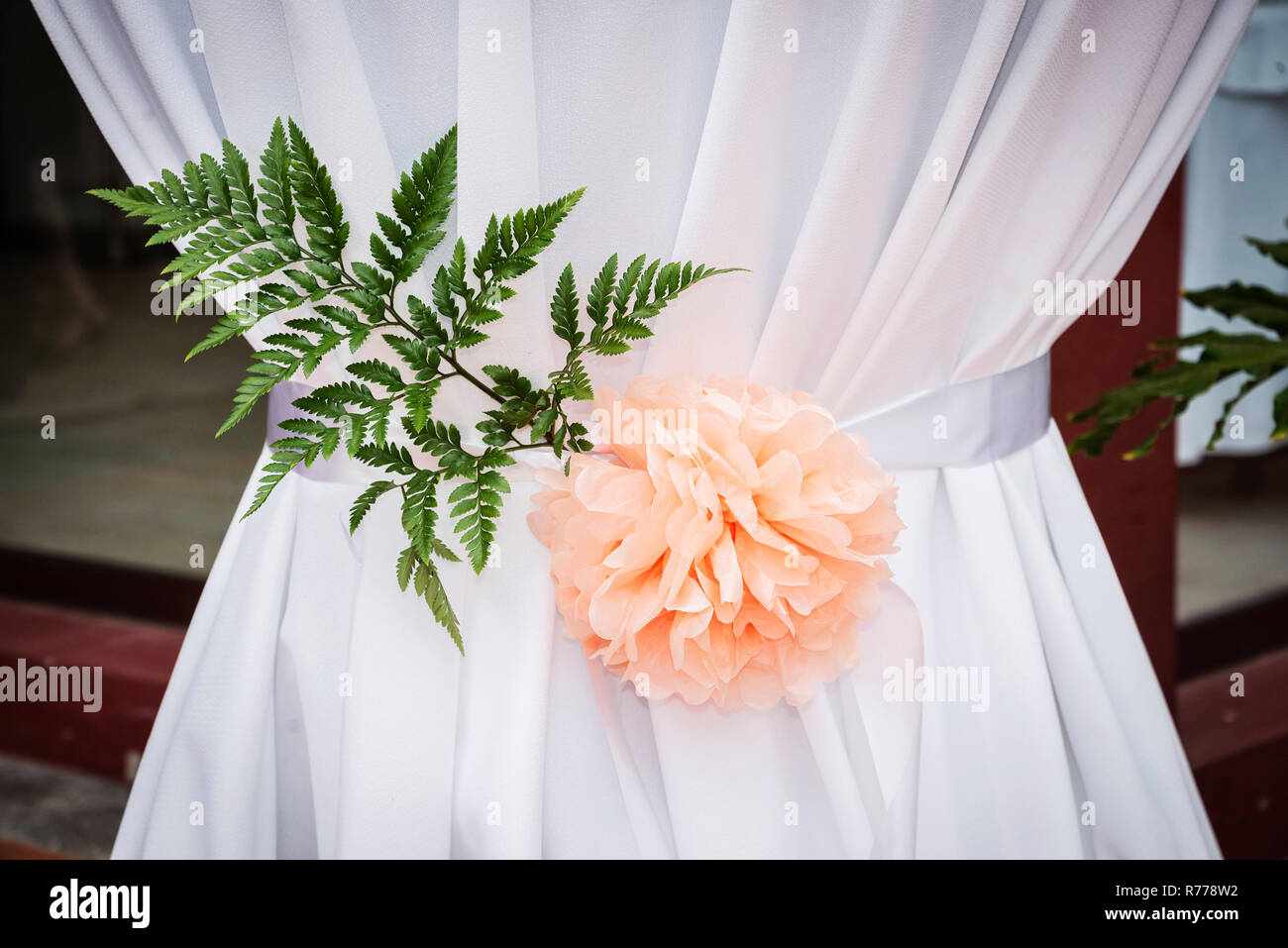 simple flower arrangement decoration detail at wedding ceremony Stock