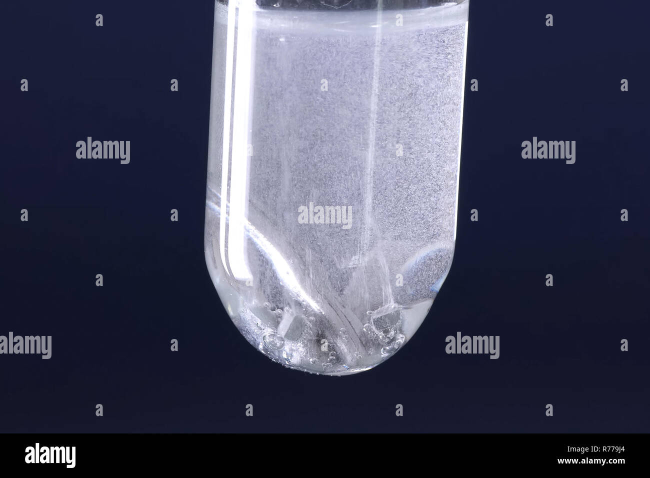 Allmium in vitro for chemical reactions. Tube the flask Stock Photo