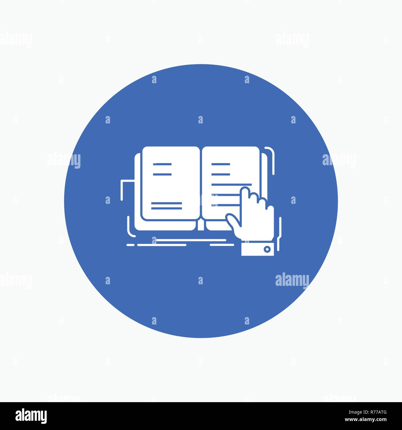 book, lesson, study, literature, reading White Glyph Icon in Circle. Vector Button illustration Stock Vector