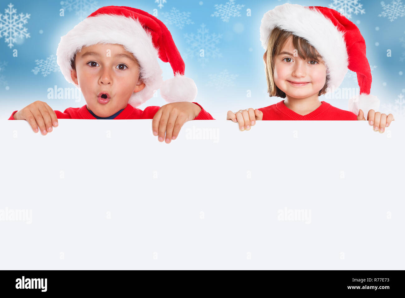 Christmas children kids card Santa Claus empty banner copyspace copy space Stock Photo