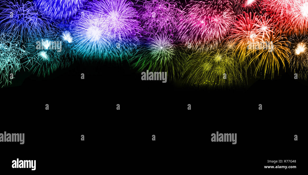New Year's Eve fireworks background copyspace copy space colorful banner years year firework backgrounds Stock Photo