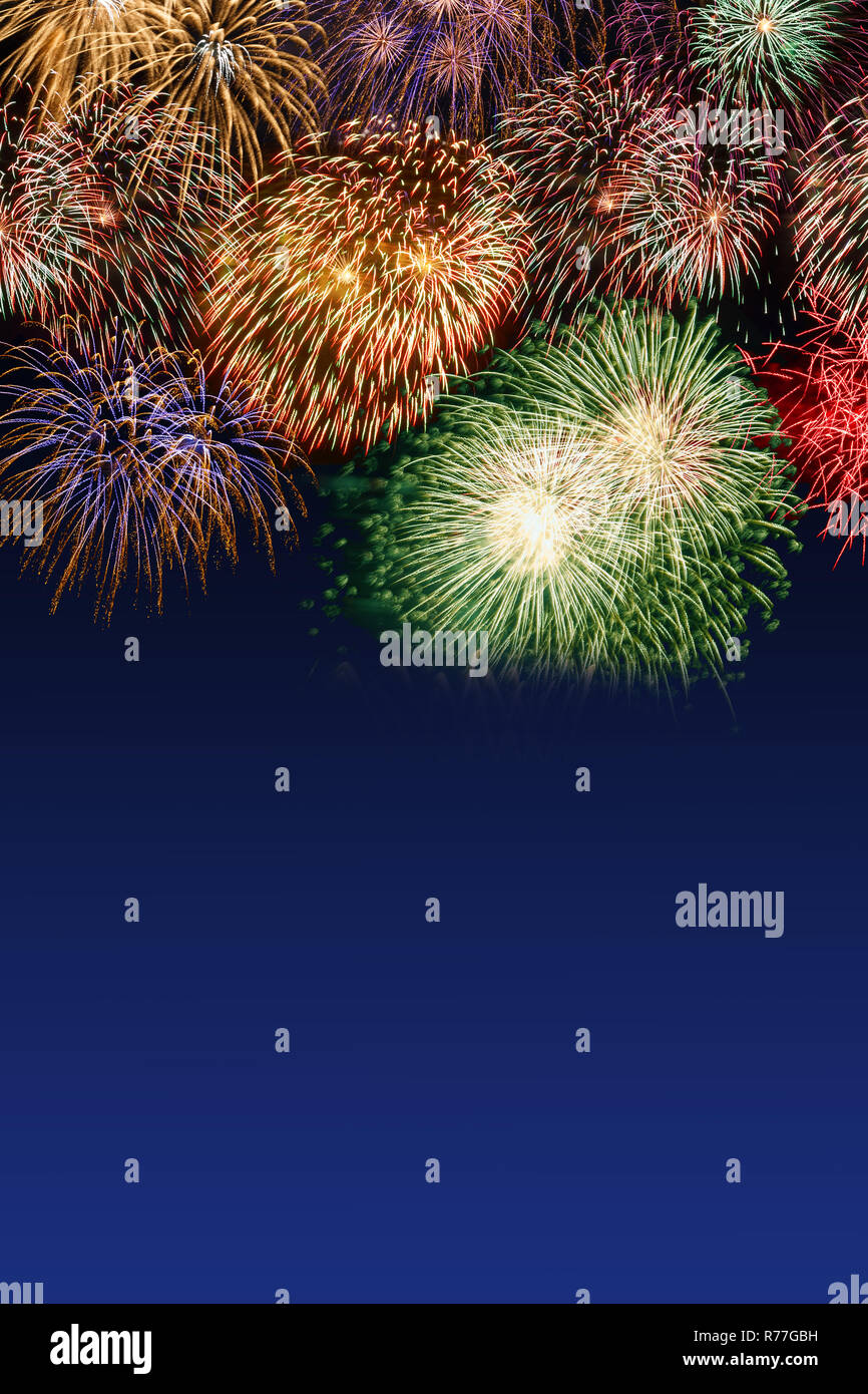 New Year's Eve fireworks copyspace copy space portrait format years year firework party Stock Photo