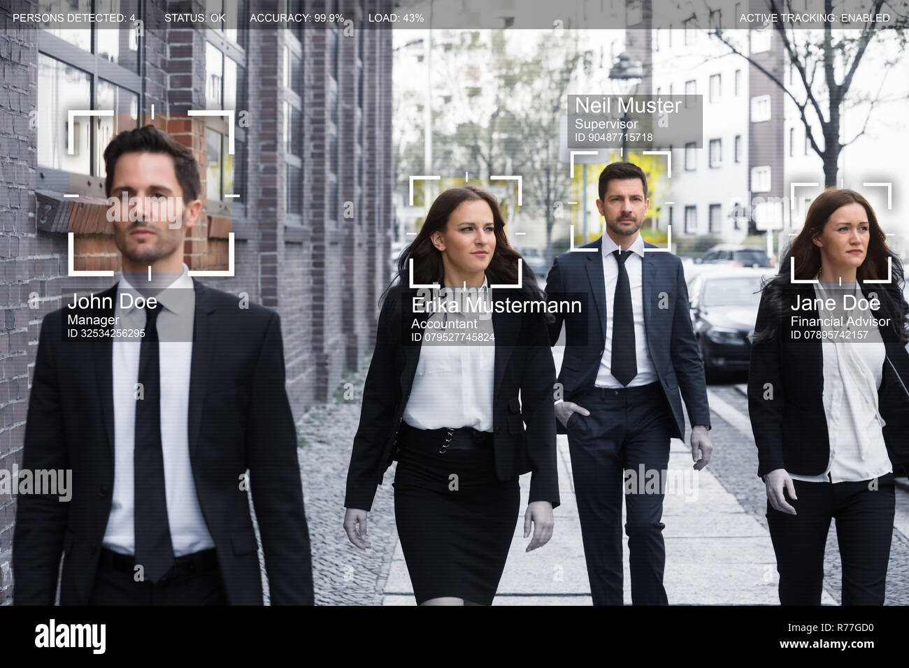 Businesspeople Face Recognized With Intellectual Learning System Stock Photo