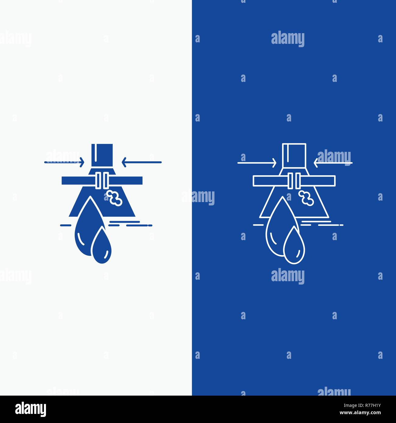 Chemical, Leak, Detection, Factory, pollution Line and Glyph web Button in Blue color Vertical