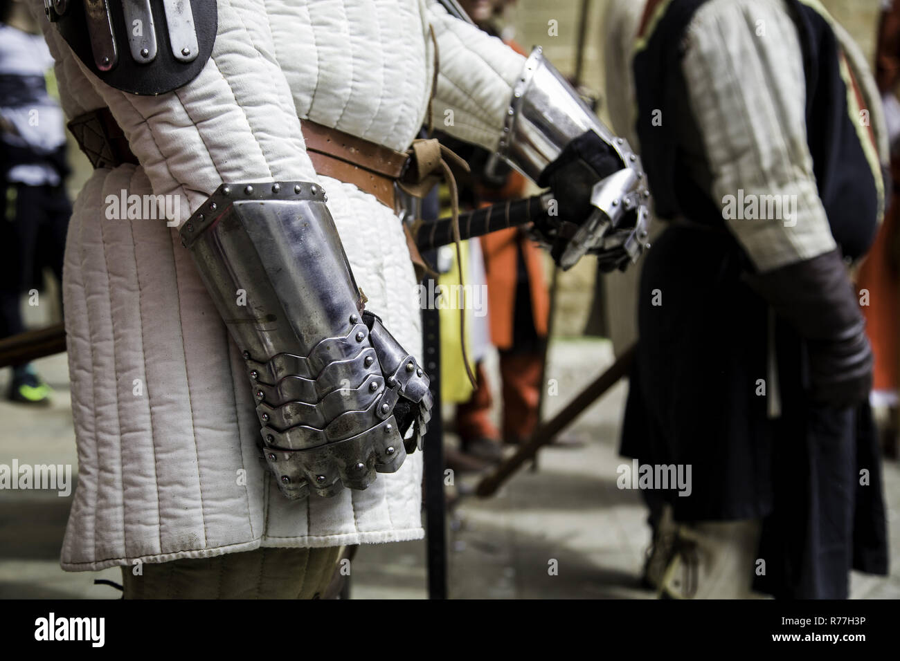 Medieval armor glove Stock Photo