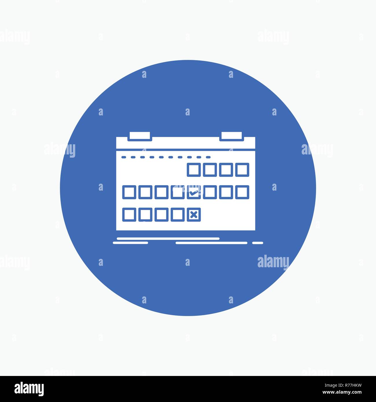 Calendar, date, event, release, schedule White Glyph Icon in Circle. Vector Button illustration Stock Vector