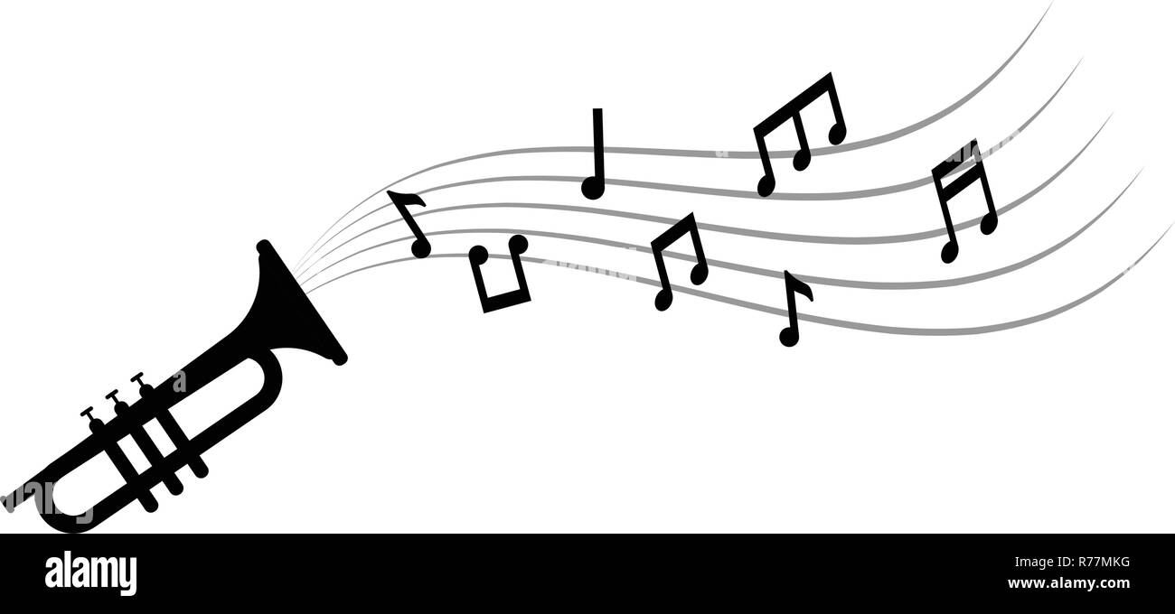 Music notes and trumpet graphic design template vector Stock Vector