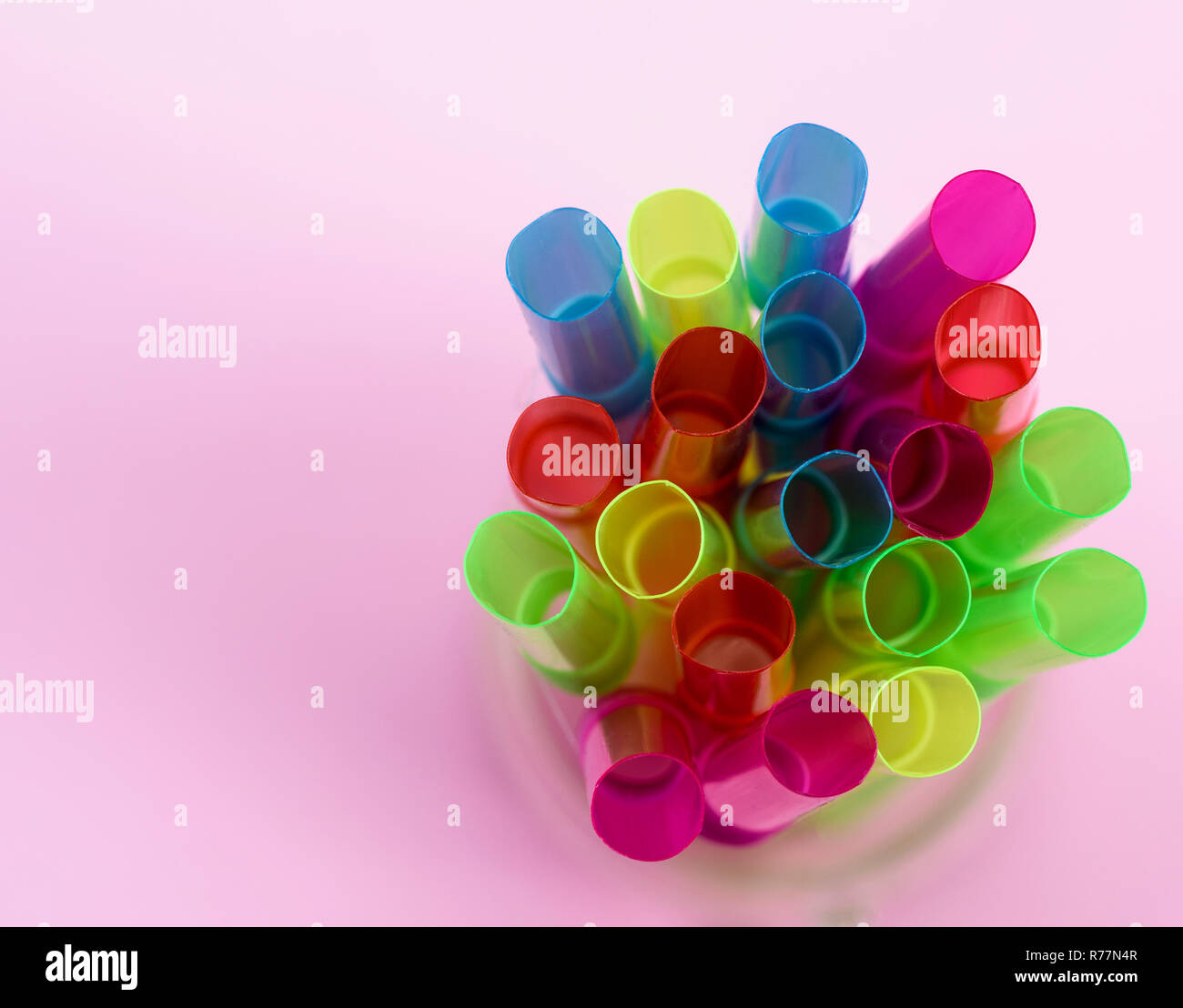 multi-colored plastic tubes for a cocktail Stock Photo