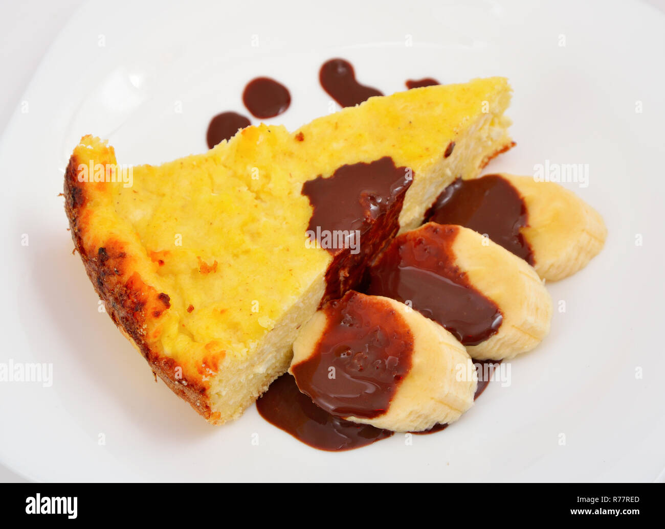 Cottage Cheese Baked Pudding With Bananas Stock Photo 228209477