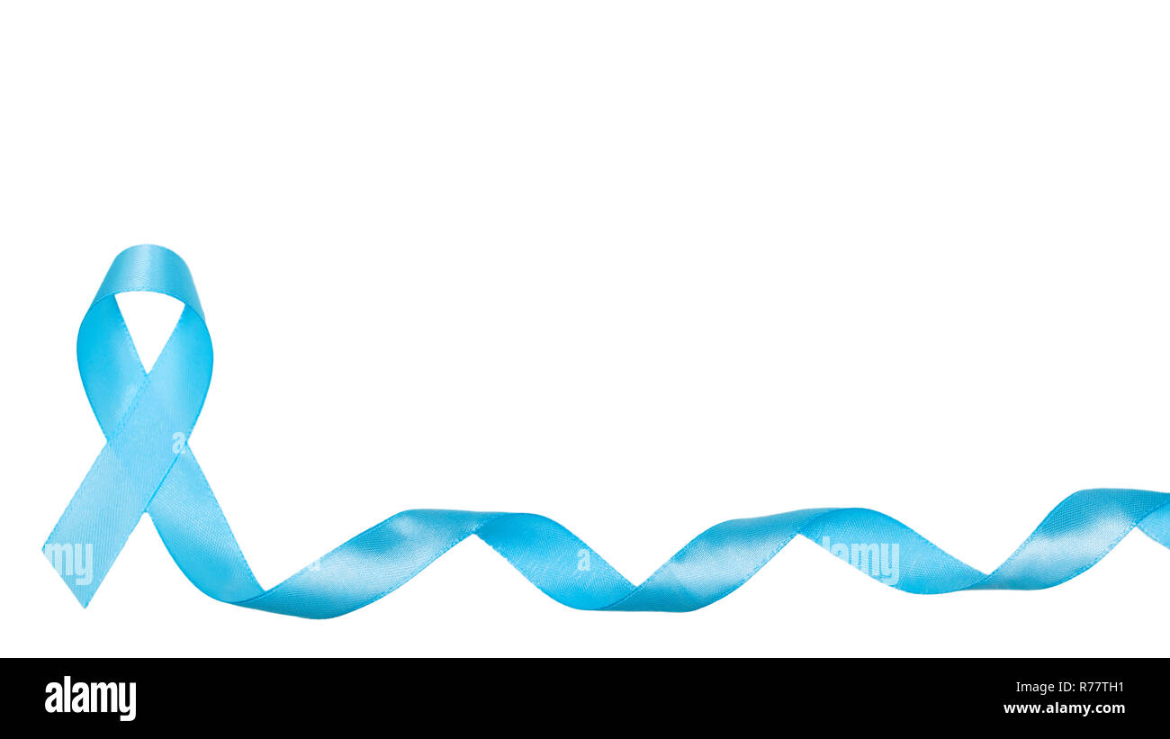 blue cancer awareness ribbon with trail on isolated. concept of health ...