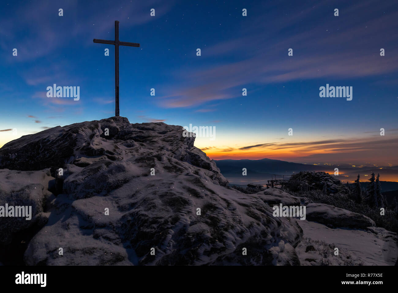 sunrise on the great arber Stock Photo