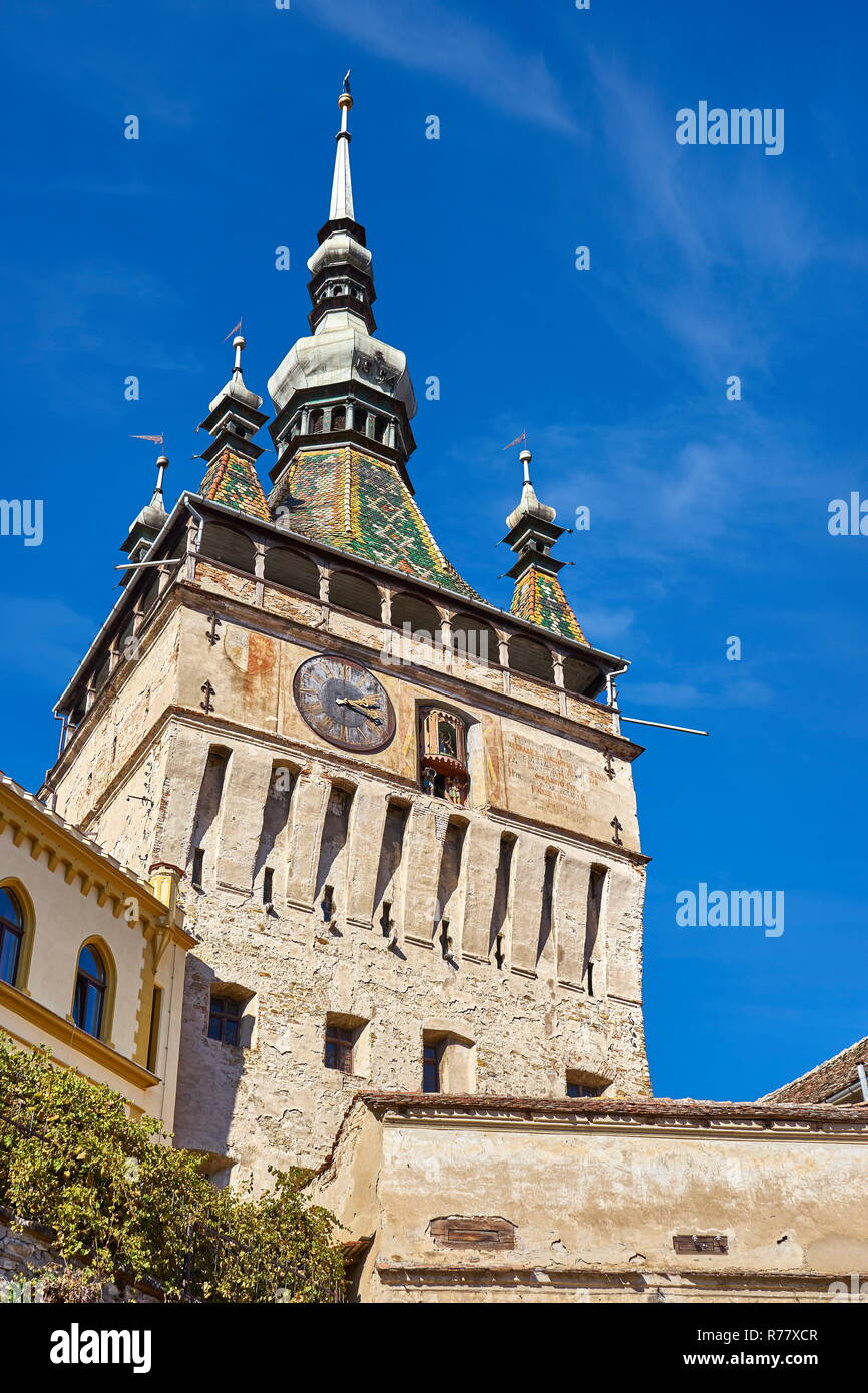 Sighisoara clock tower, Transylvania, Romania Stock Photo