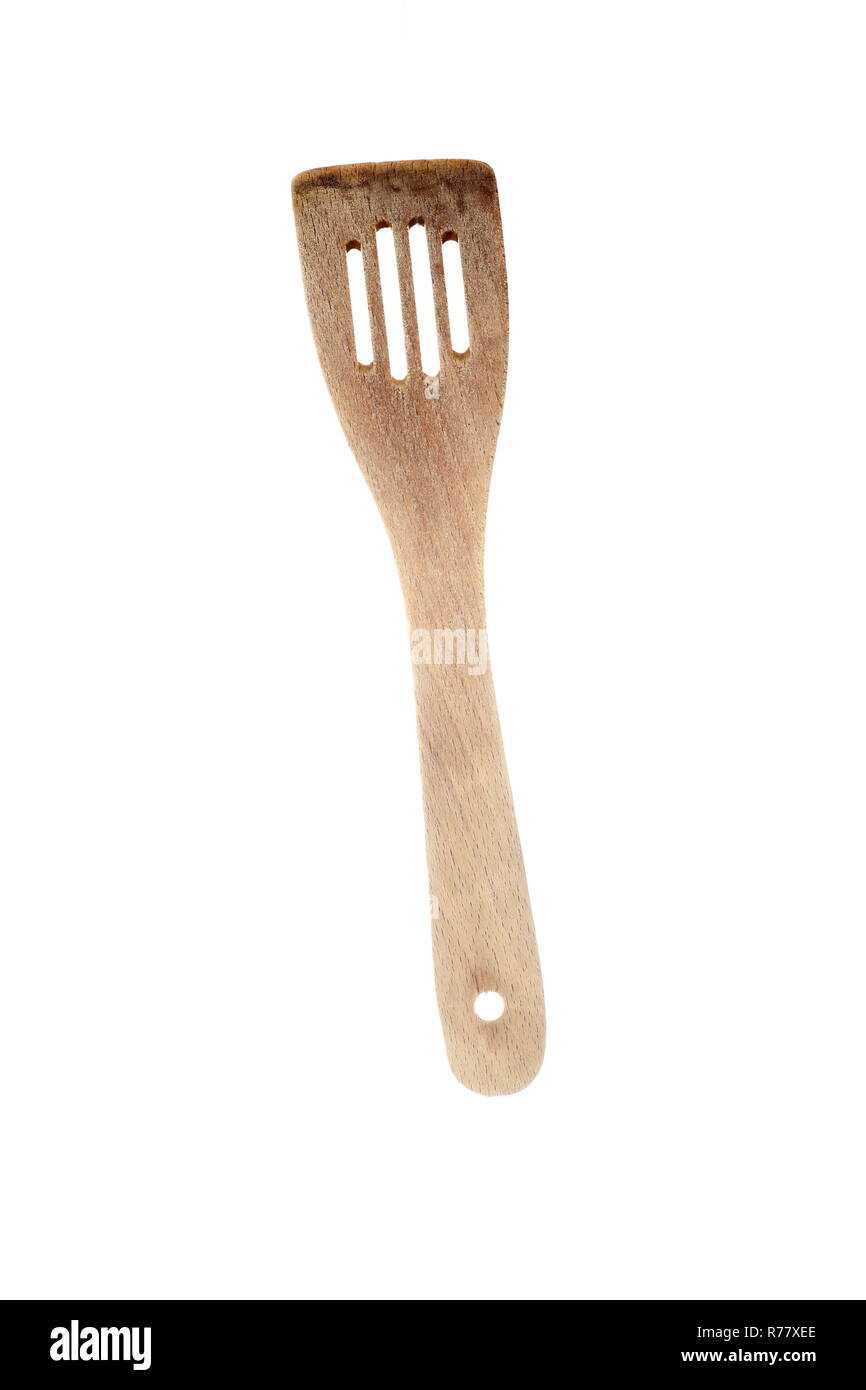 wooden spoon,scraper made of wood Stock Photo