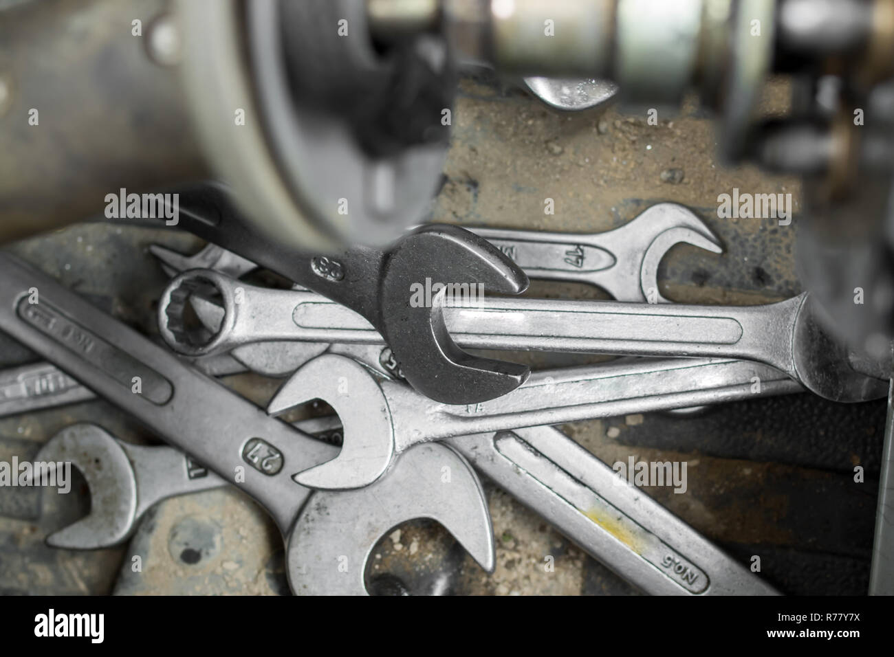 Repair And Parts Of A Compact Loader Stock Photo Alamy