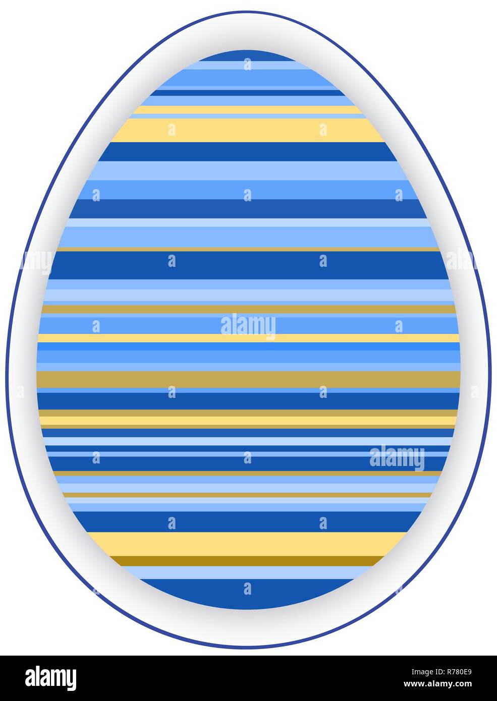 Paper card template with multicolor striped easter egg. Stock Vector