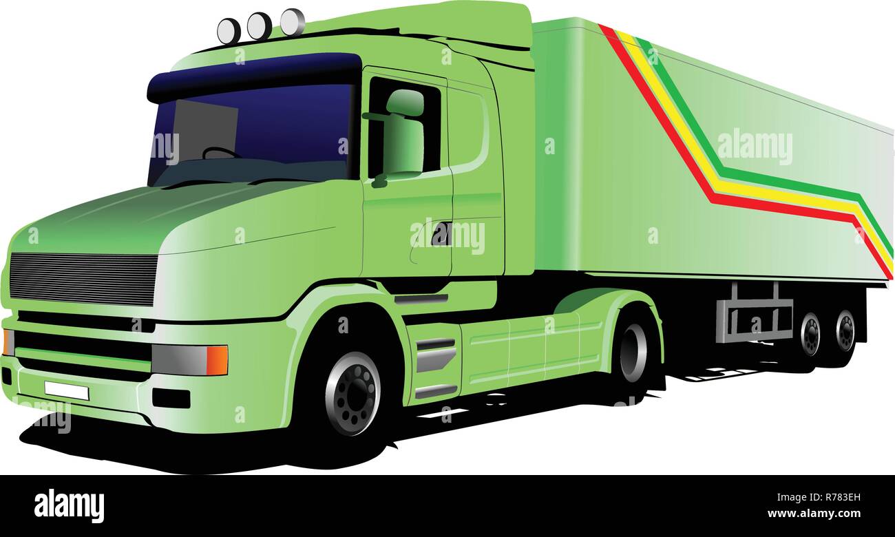 Vector illustration of green truck Stock Vector Image & Art - Alamy