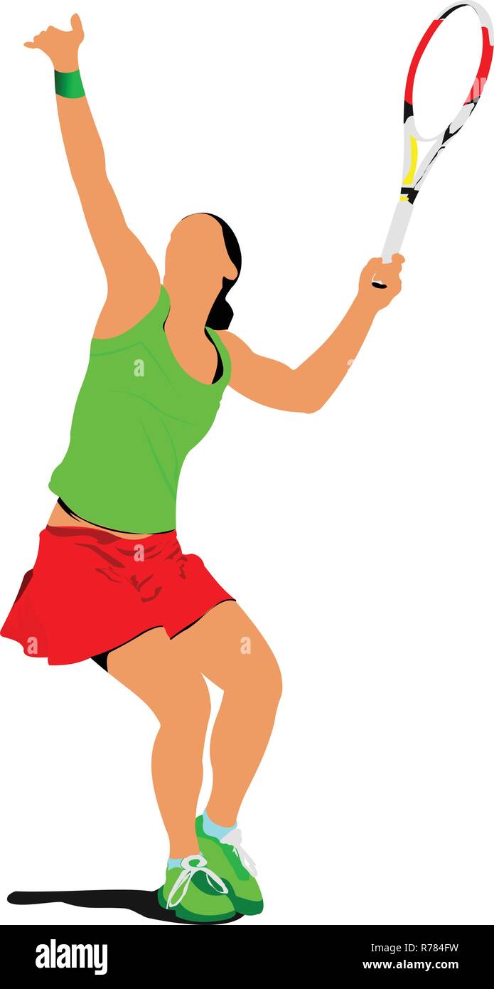 Tennis player. Colored Vector illustration for designers Stock