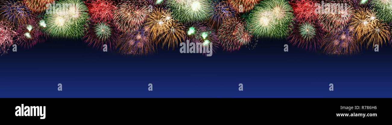 New Year's Eve fireworks large copyspace copy space banner years year firework party Stock Photo
