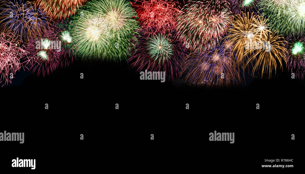 New Year's Eve fireworks background copyspace copy space banner years year firework backgrounds Stock Photo