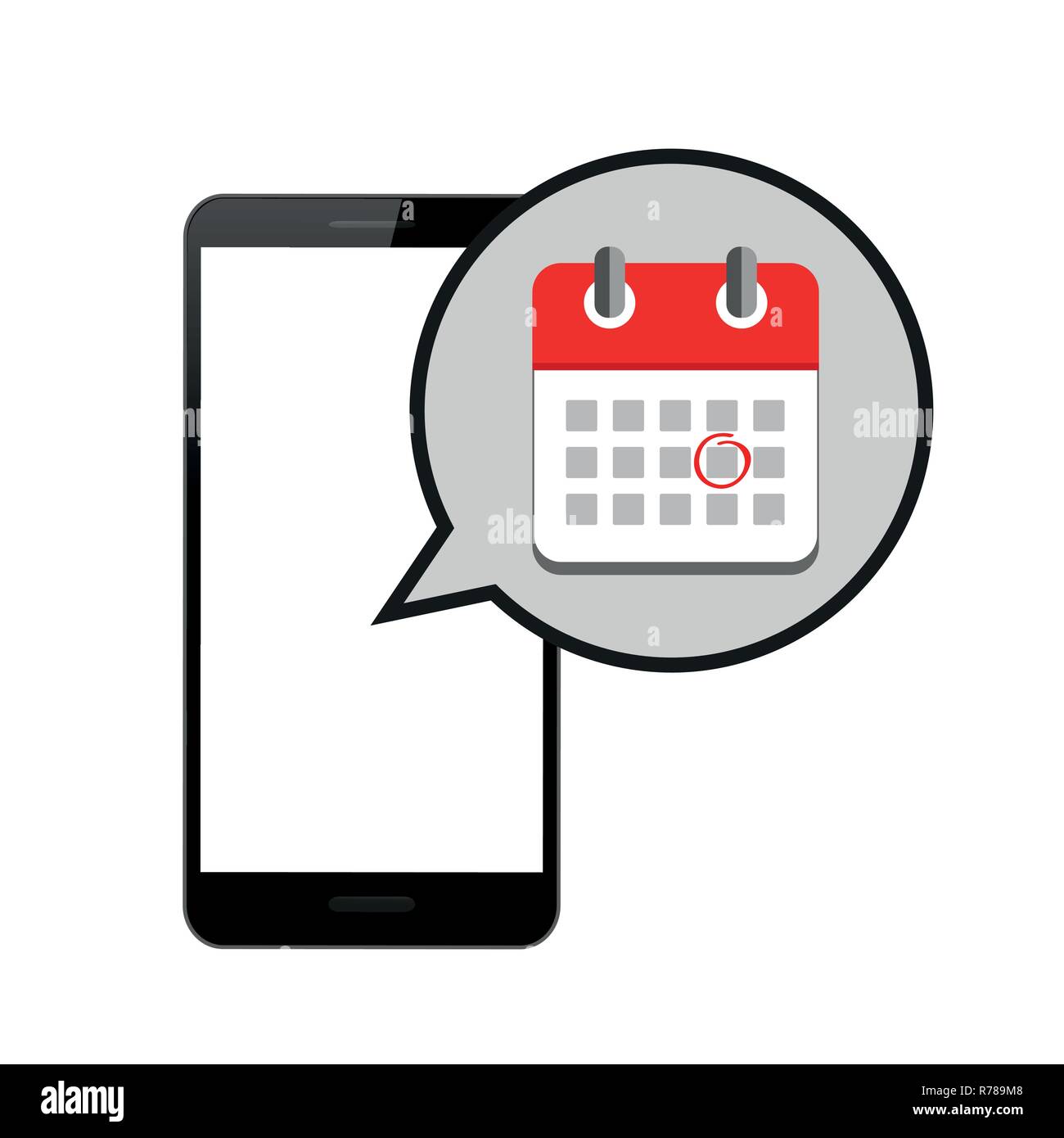 appointment in red online calendar in a smartphone vector illustration EPS10 Stock Vector