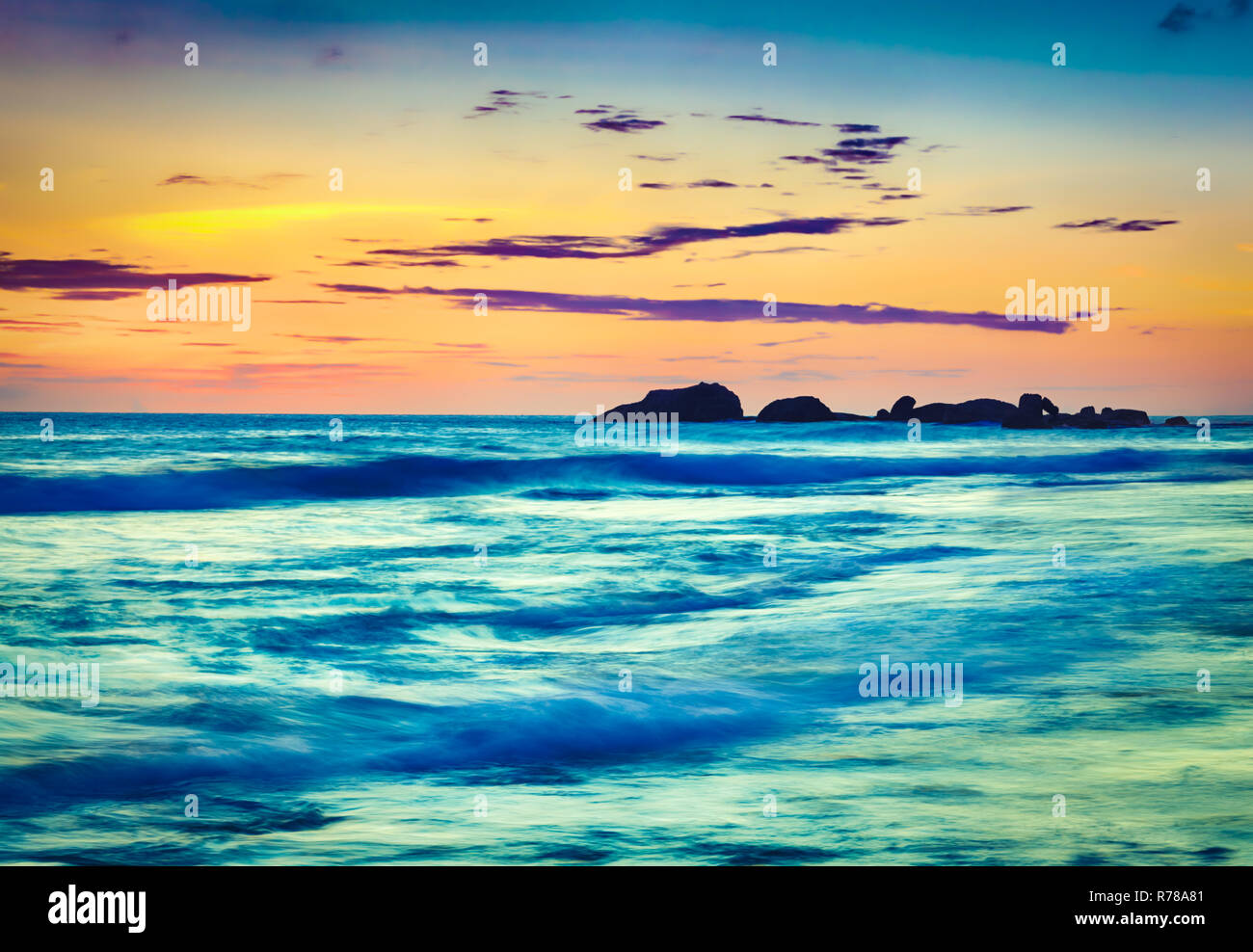 Sunset over the sea. Beautiful landscape Stock Photo - Alamy