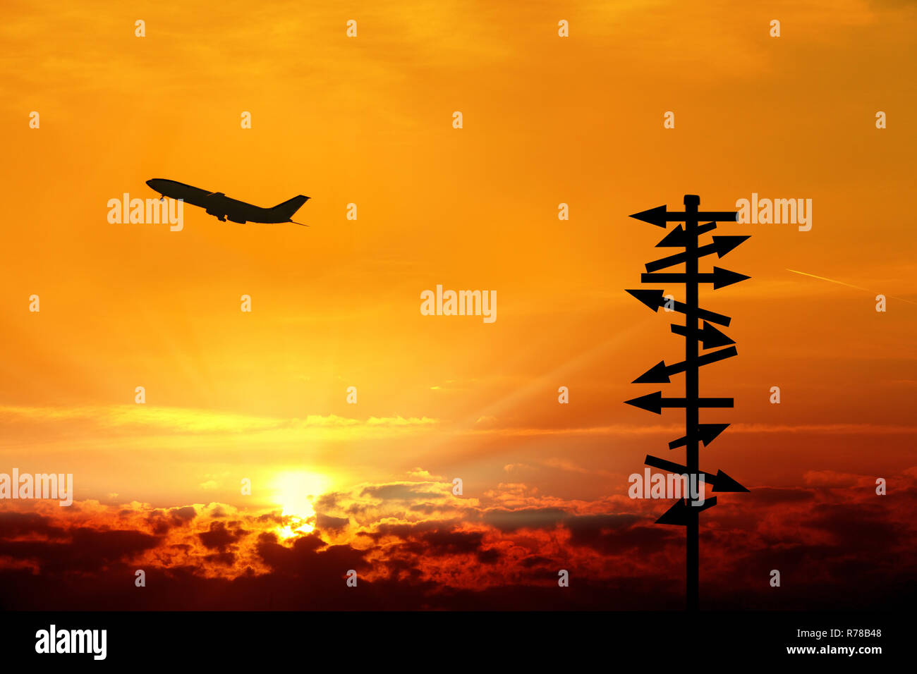 Directional sign airplane hi-res stock photography and images - Alamy