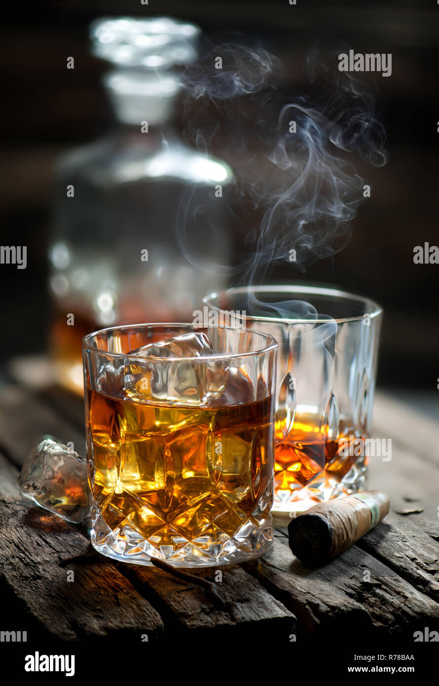 Two glasses of whiskey Stock Photo Alamy