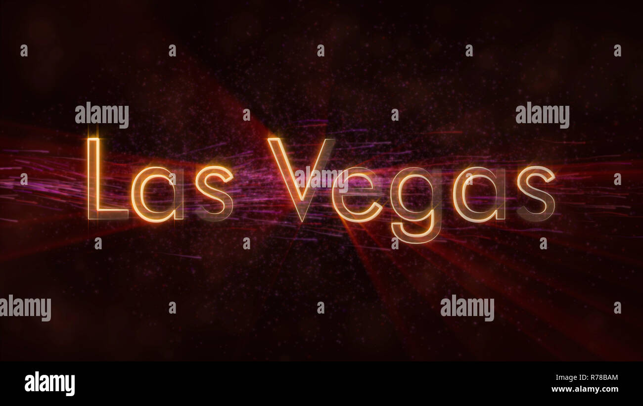 Las Vegas United States City Name Text Animation Shiny Rays Looping On Edge Of Text Over A Background With Swirling And Flowing Stars Stock Photo Alamy