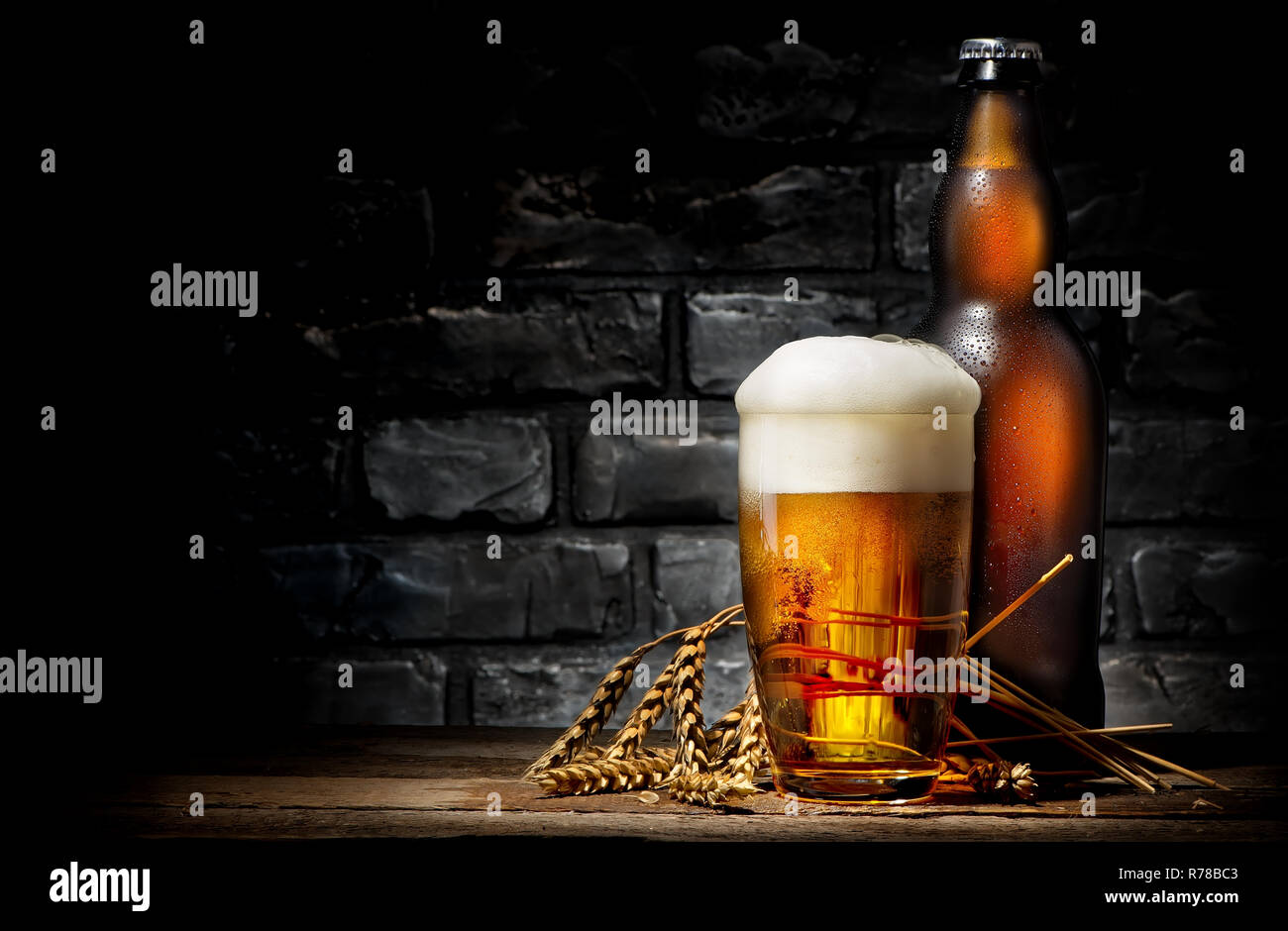 Beer in glass and bottle Stock Photo Alamy