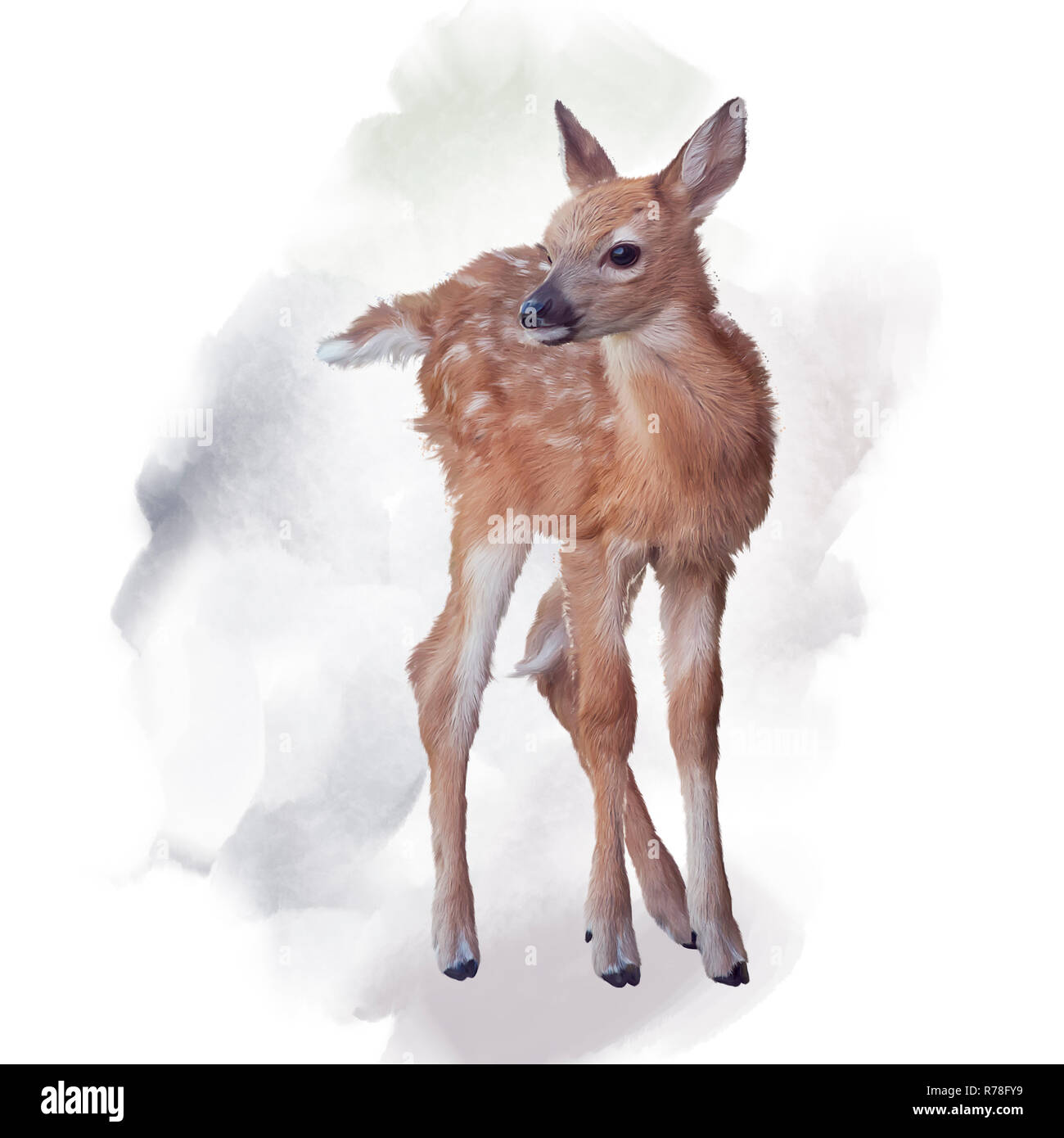 Deer Logo Fawn Logo Pastel Watercolor Logo Rustic Logo -  Hong