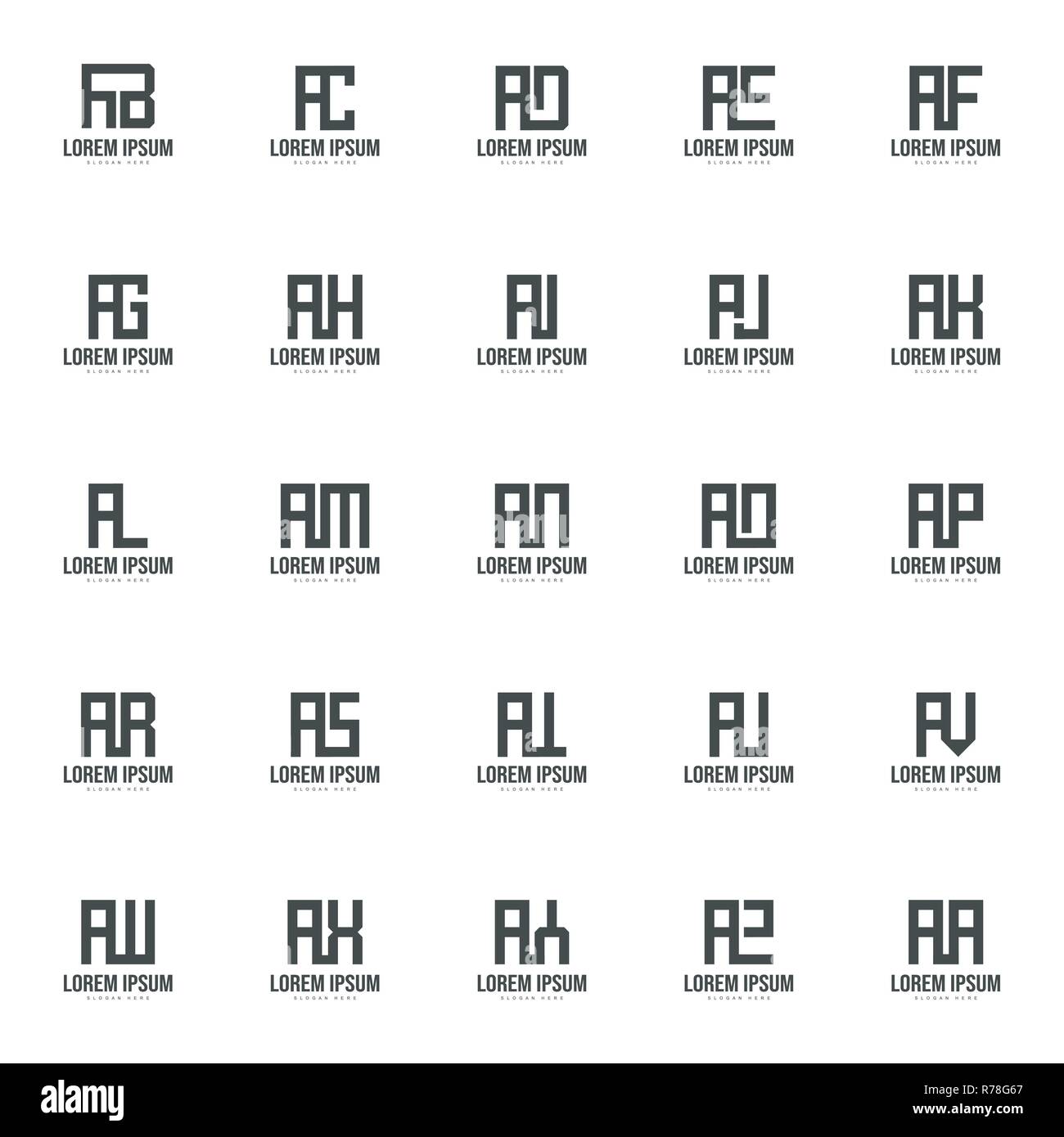 Set of letter logo template. Minimal letter logo template design Stock Vector