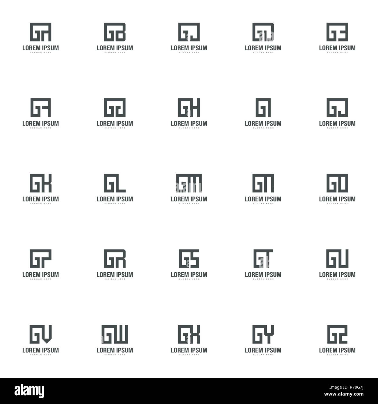 Set of letter logo template. Minimal letter logo template design Stock