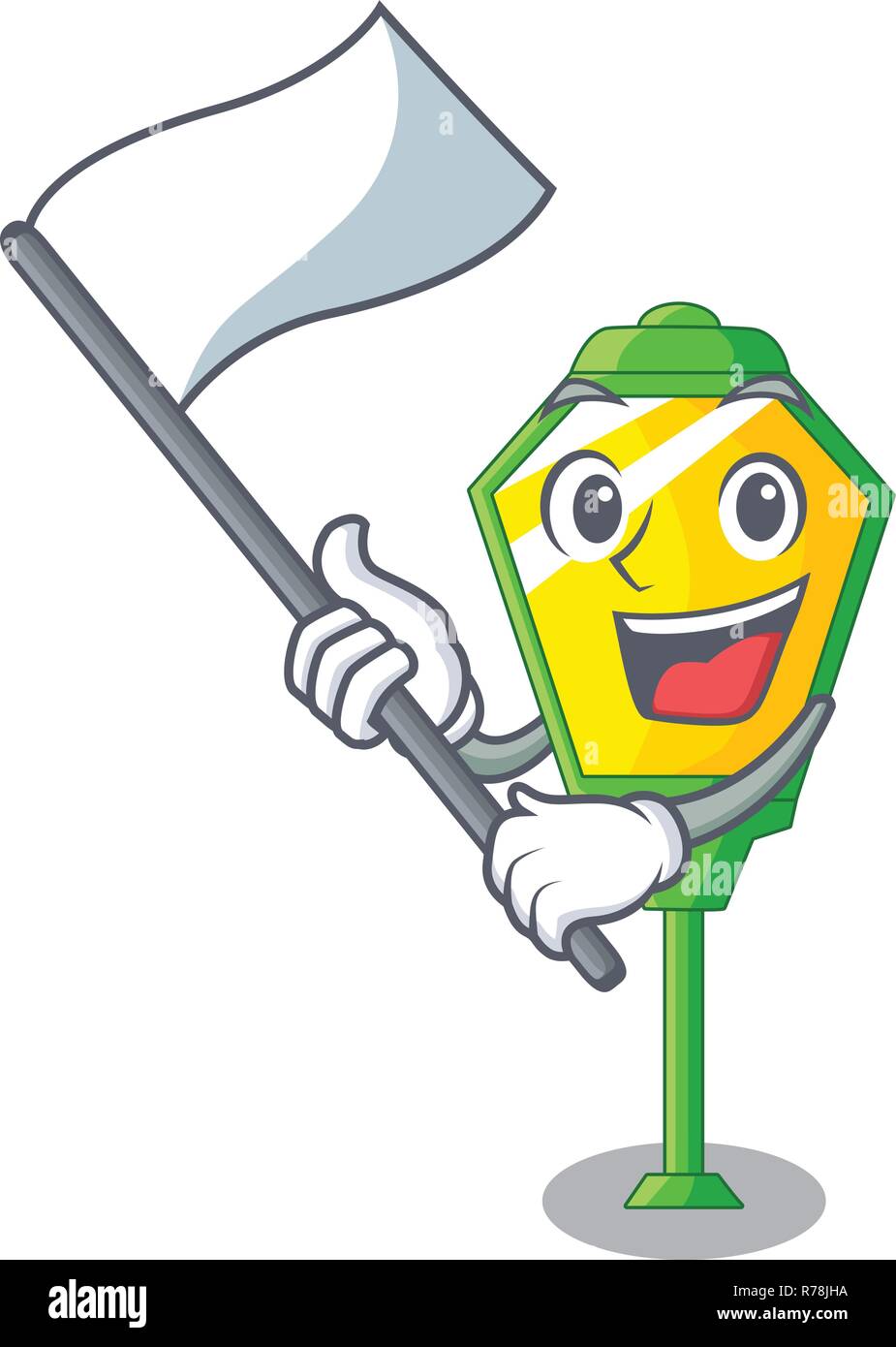 With flag character a lamp in post style vector illustration Stock ...