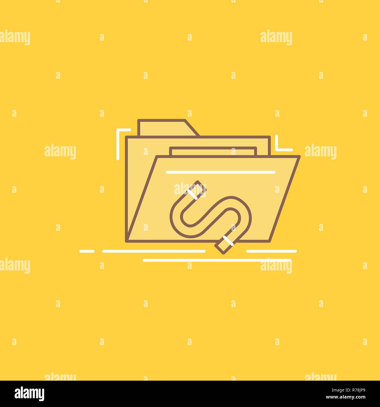 Backdoor, exploit, file, internet, software Flat Line Filled Icon. Beautiful Logo button over yellow background for UI and UX, website or mobile appli Stock Vector