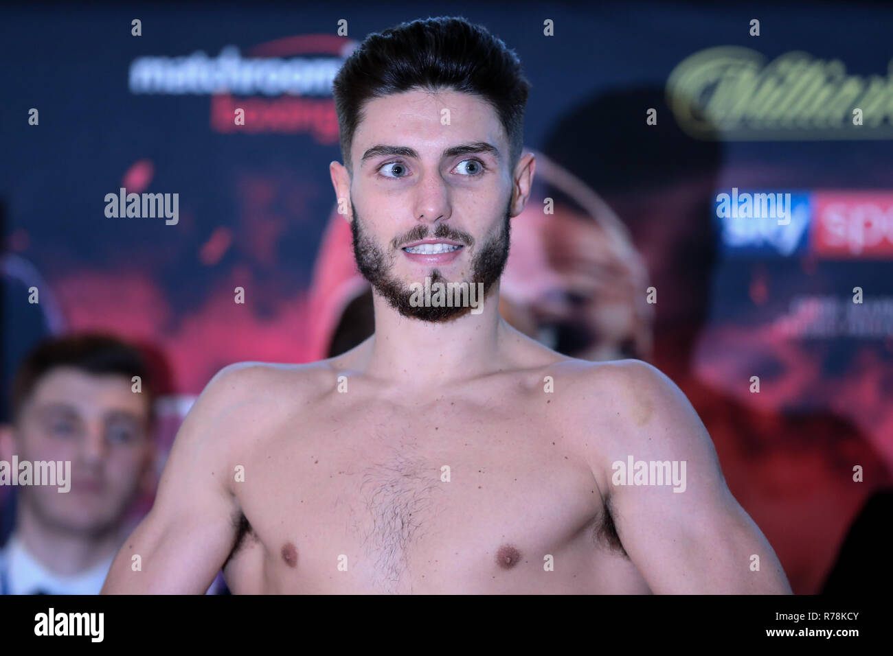 Josh Kelly weighs in ahead of his fight with David Avanesyan on the Matchroom Boxing show in Sheffield, South Yorkshire, United Kingdom. Stock Photo