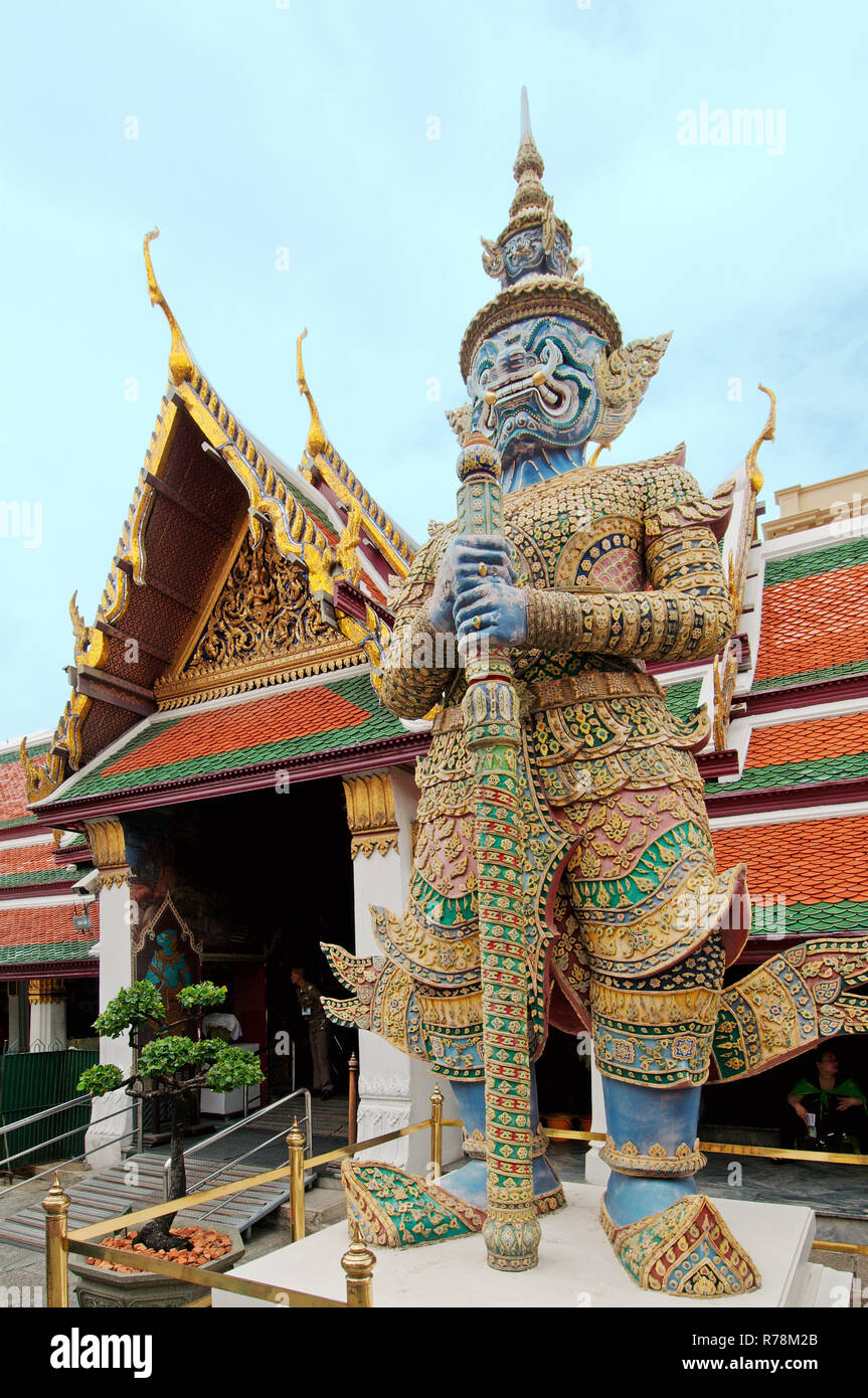 Wat Phra Kaew or Temple of the Emerald Buddha; full official name Wat Phra Si Rattana Satsadaram,  the historic centre within the precincts of the Gra Stock Photo