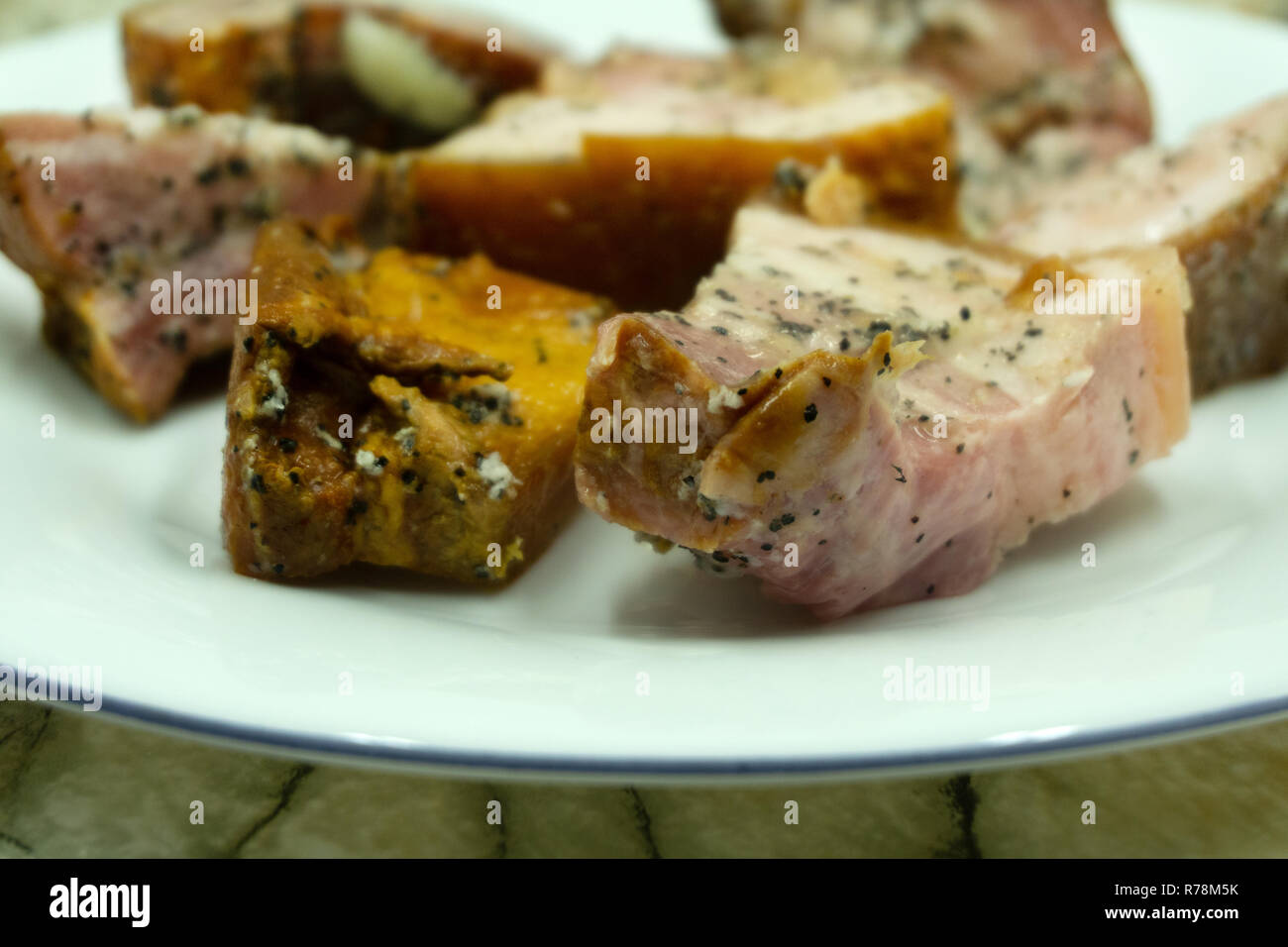 Bacon Potato Salade vegetable bacon bits egg ham Stock Photo Alamy