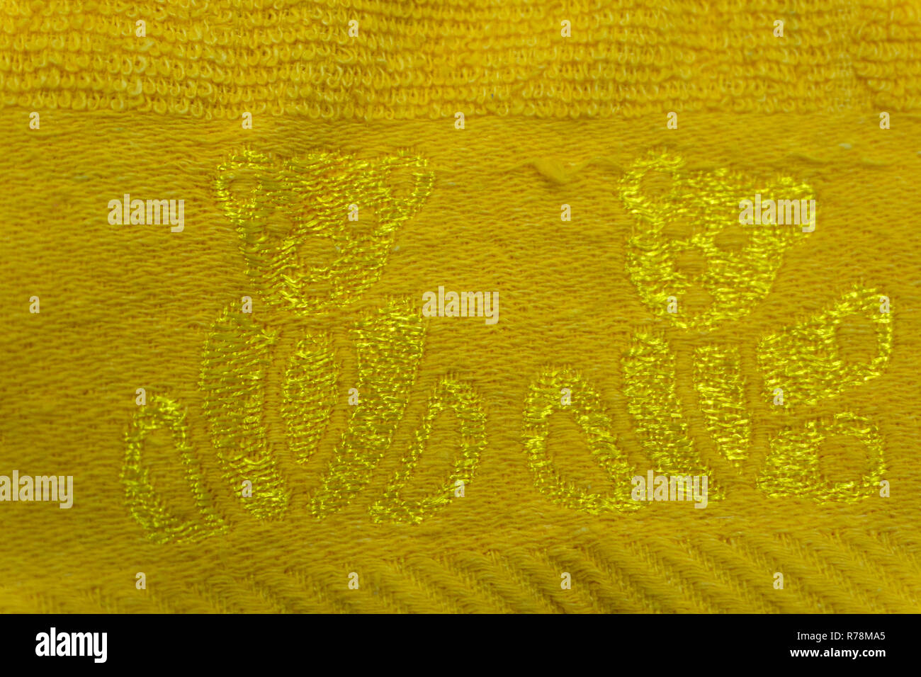 yellow thread embroidered bears floss handicraft hank Stock Photo Alamy