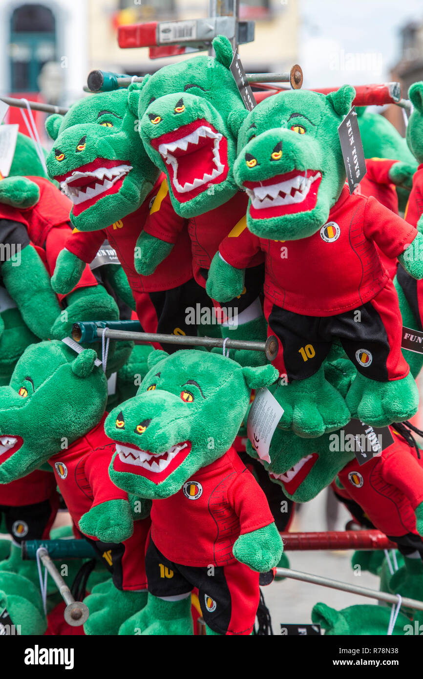 Cuddly toy dragons for sale as souvenirs, Doudou city festival, Mons,  Belgium Stock Photo - Alamy