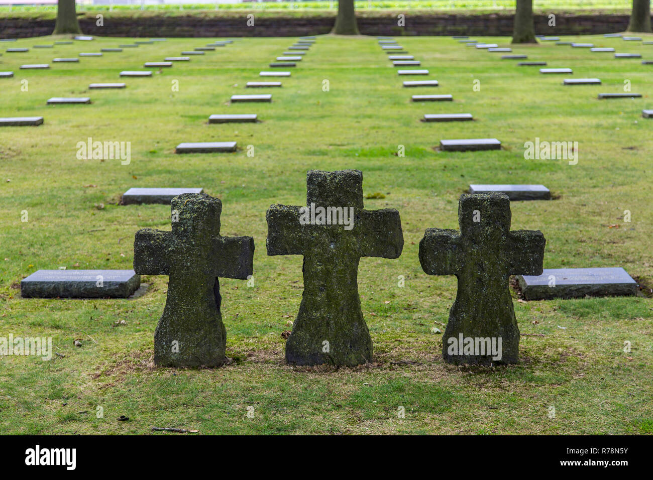Langemark German war cemetery, Langemark, West Flanders, Flanders, Belgium Stock Photo