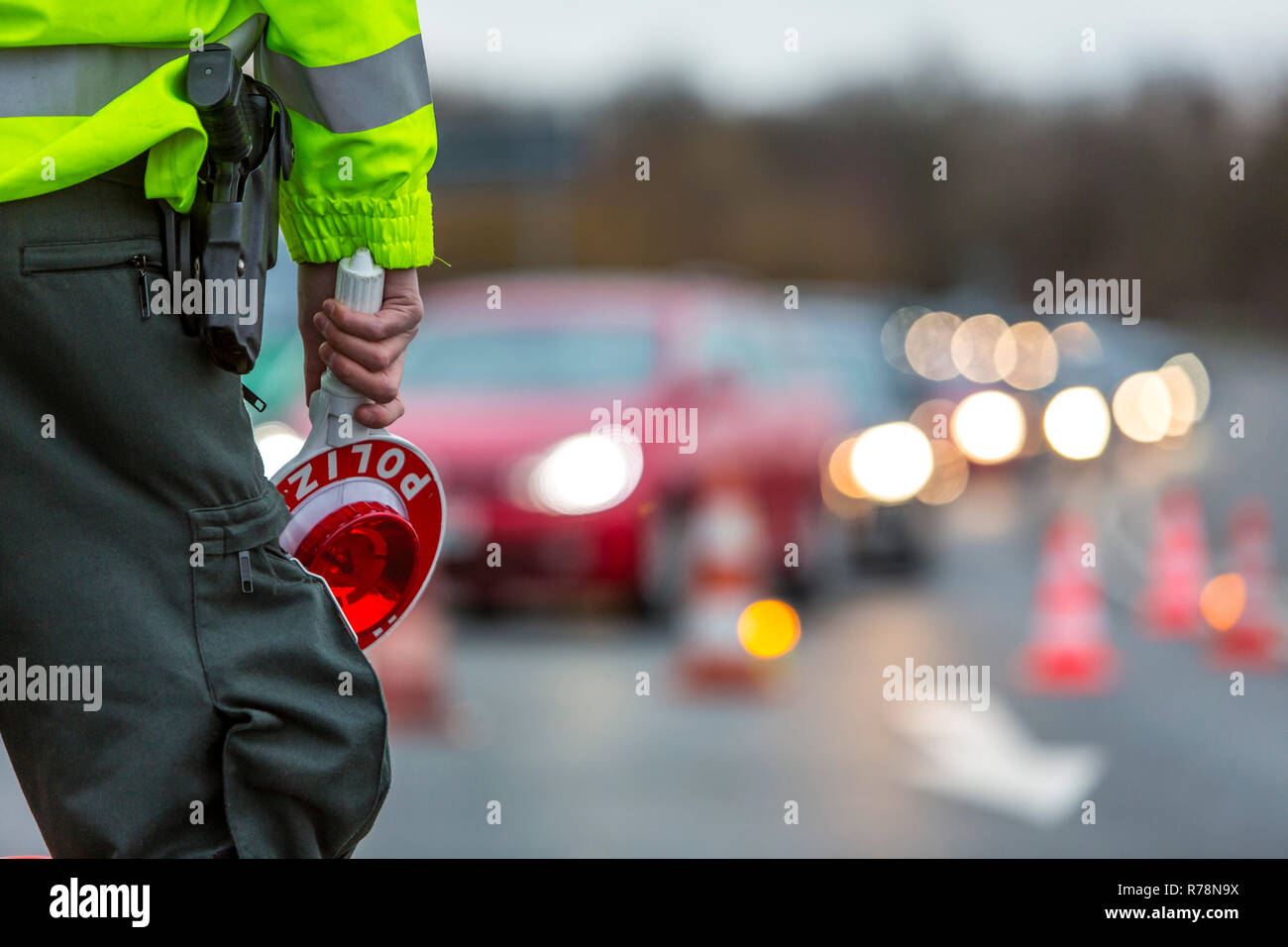 Traffic control by the police, Germany Stock Photo