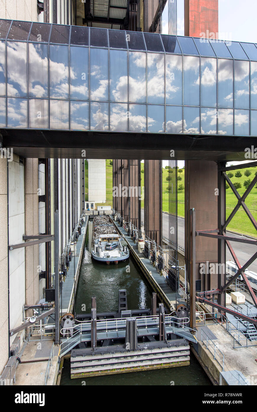 The boat lift of Strepy-Thieu, Canal du Centre, UNESCO, Strépy-Thieu, Hainaut, Belgium Stock Photo