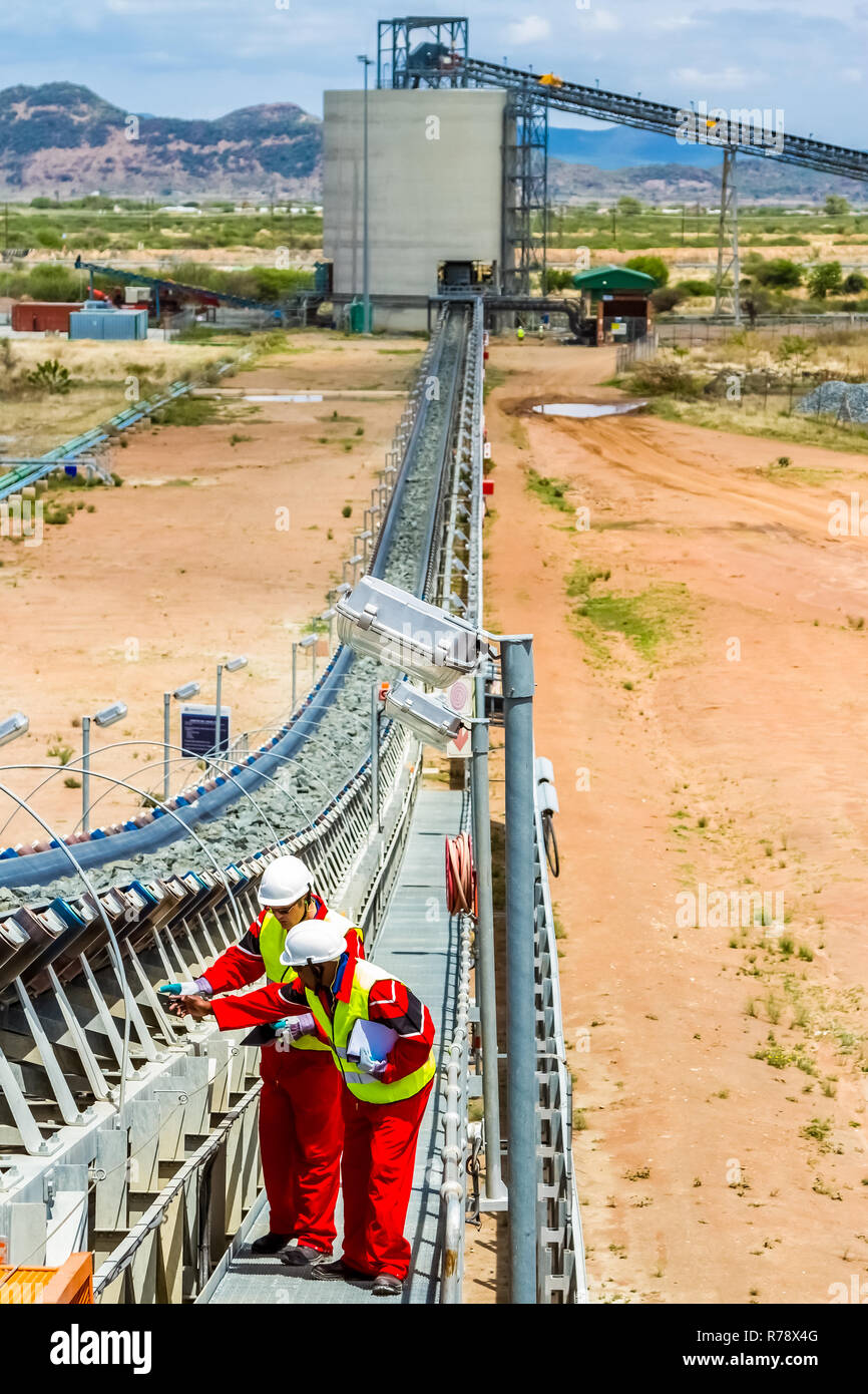 Rustenburg, South Africa, October 15, 2012, Conveyor belt transporting